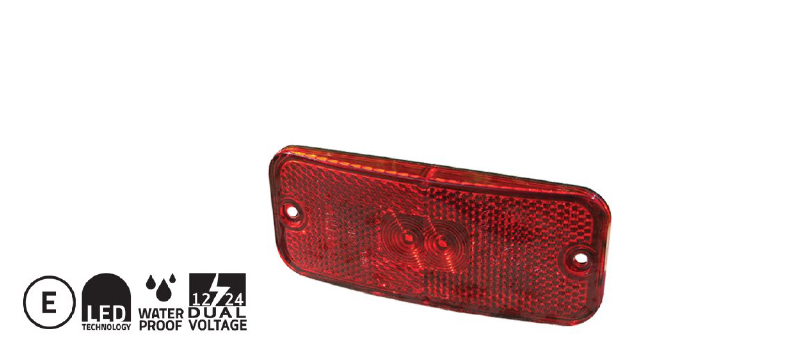 POSITIONSLJUS LED RÖD 12/24V M VINKELFÄSTE 0,5M KABEL