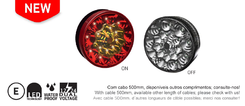 **BAKLYKTA LED 12/24V BLINK/BROMS/BAKLJUS RUND 90 * 32 MM.