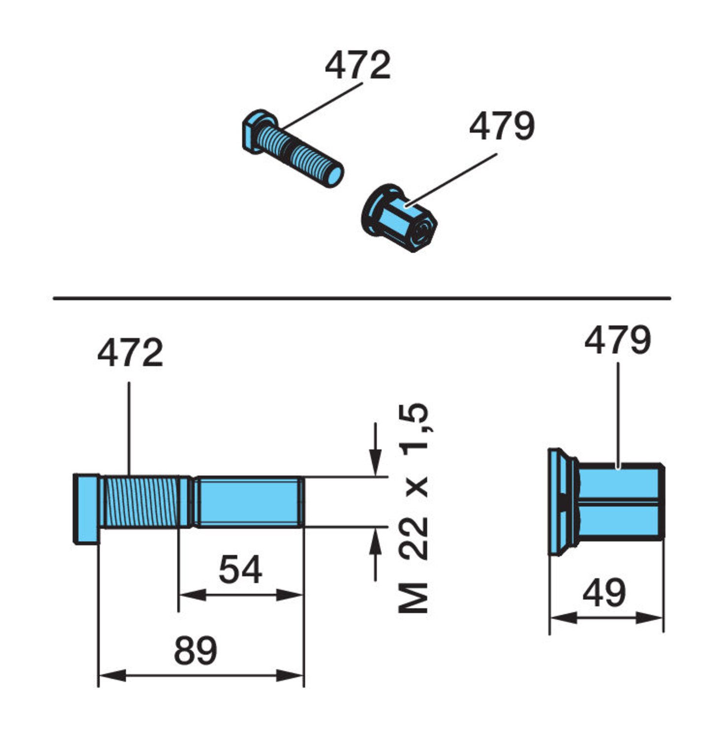HJULBULT KPL M22x1,5/89