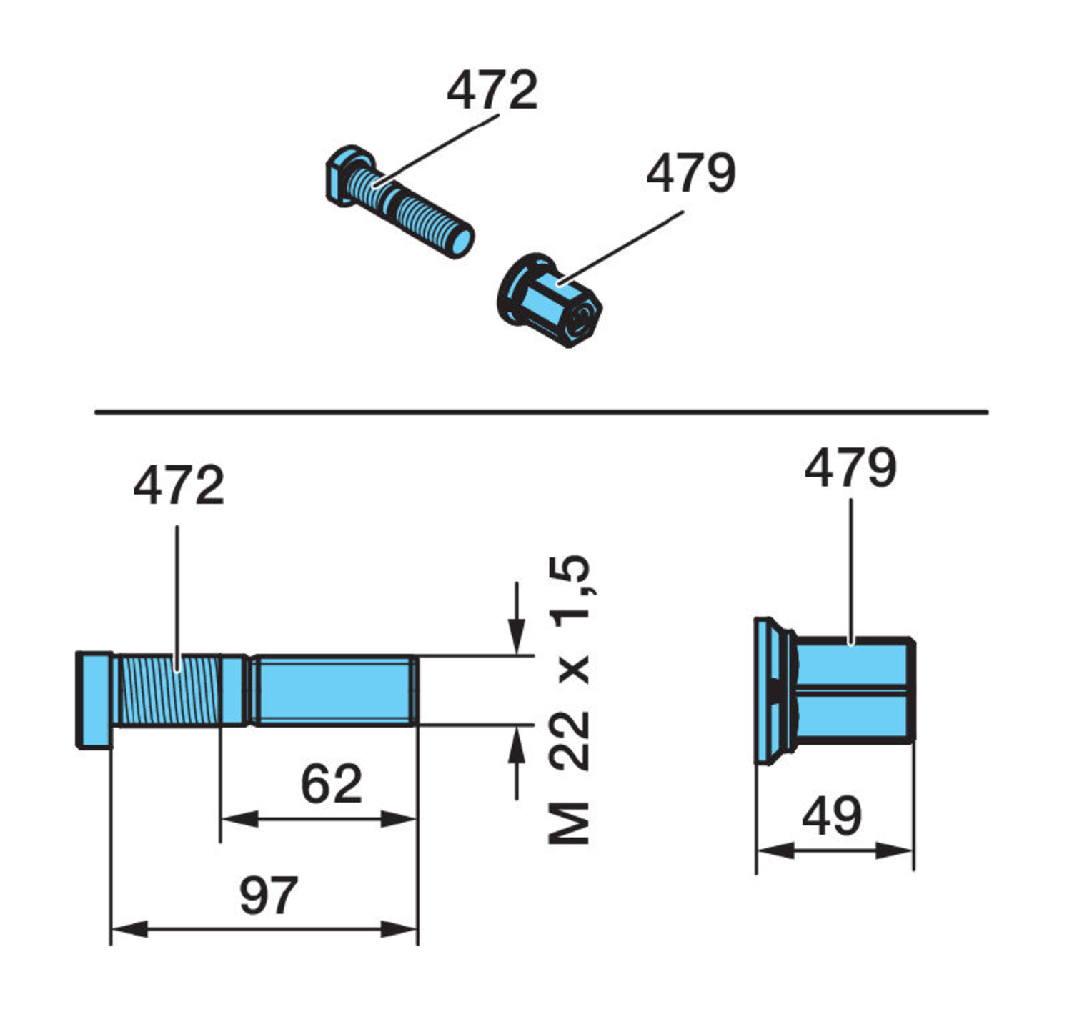 HJULBULT KPL M22x1,5/97