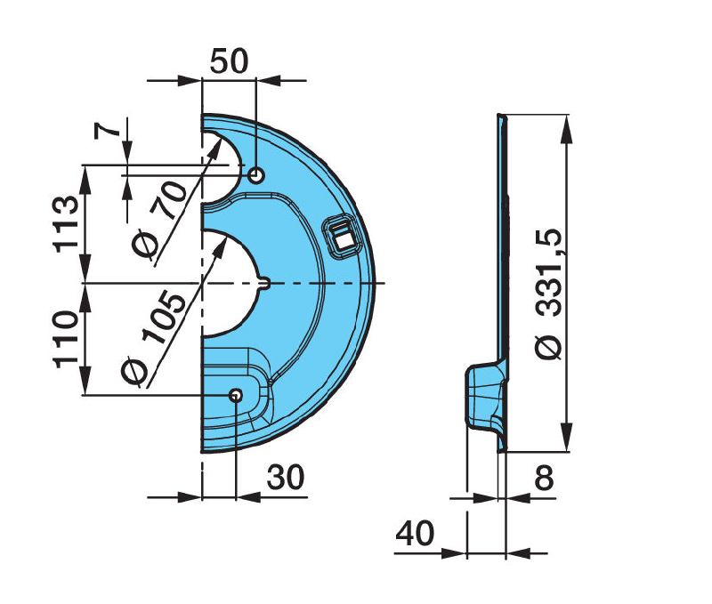 TÄCKPLÅT HÖ T. SN3010