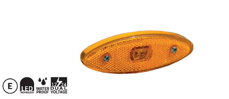 SIDOMARKERING LED ORANGE 12/24V OVAL