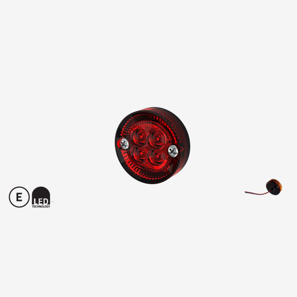 POSITIONSLJUS LED RÖD D: 42MM. 12/24V